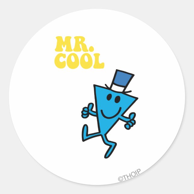 Mr. Cool | Yellow Lettering Classic Round Sticker (Front)