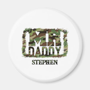 Mr. Daddy Camouflage Design with Custom Name Magnet