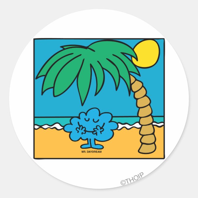 Mr. Daydream Beach Scene Classic Round Sticker (Front)