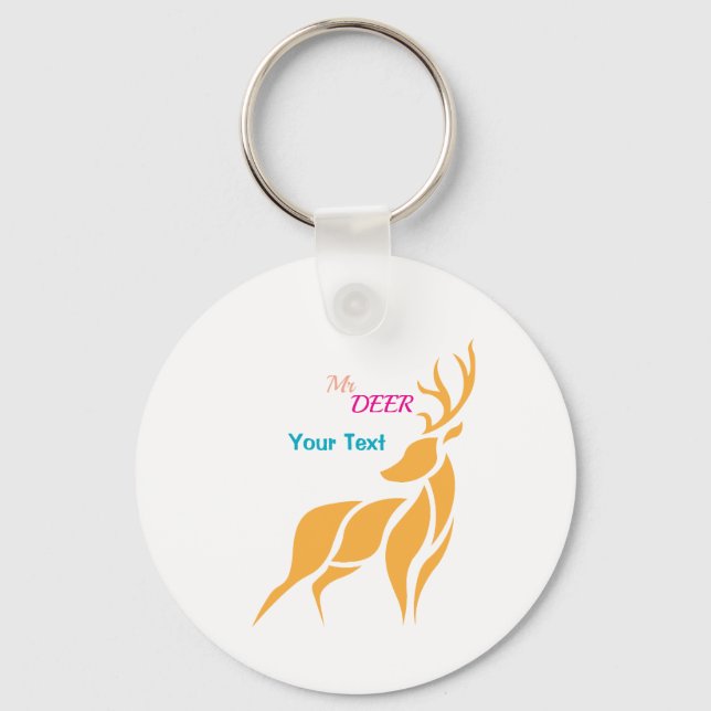 Mr. Deer Graphic – Rustic Woodland Style Key Ring (Front)