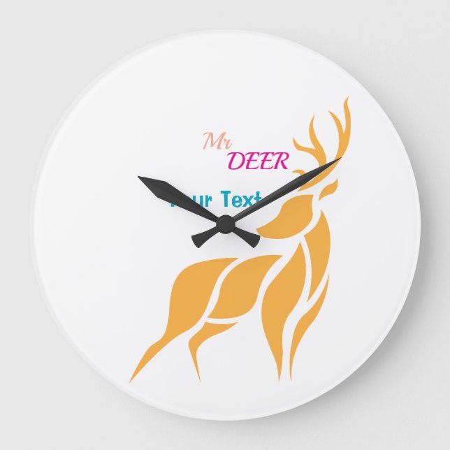 Mr. Deer Graphic – Rustic Woodland Style Large Clock (Front)