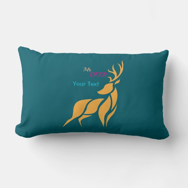 Mr. Deer Graphic – Rustic Woodland Style Lumbar Cushion (Front)