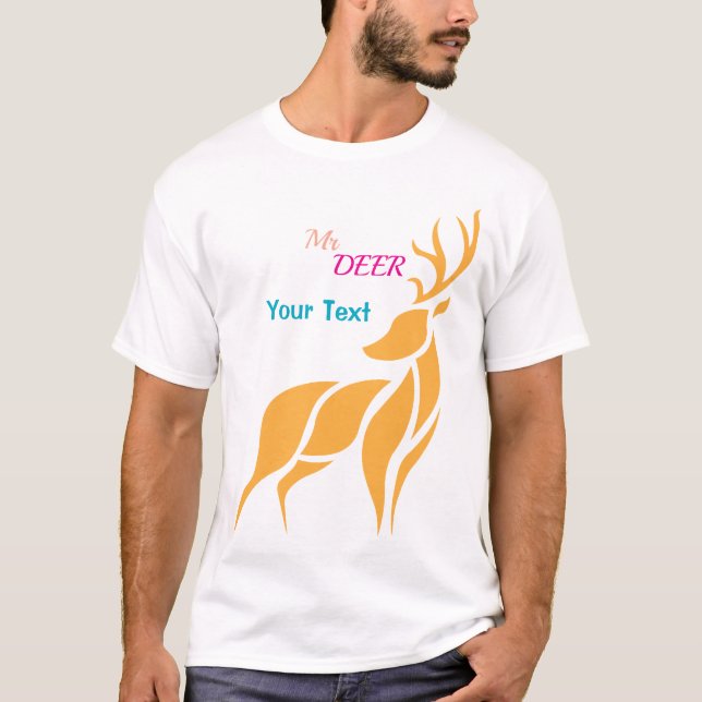 Mr. Deer Graphic – Rustic Woodland Style T-Shirt (Front)