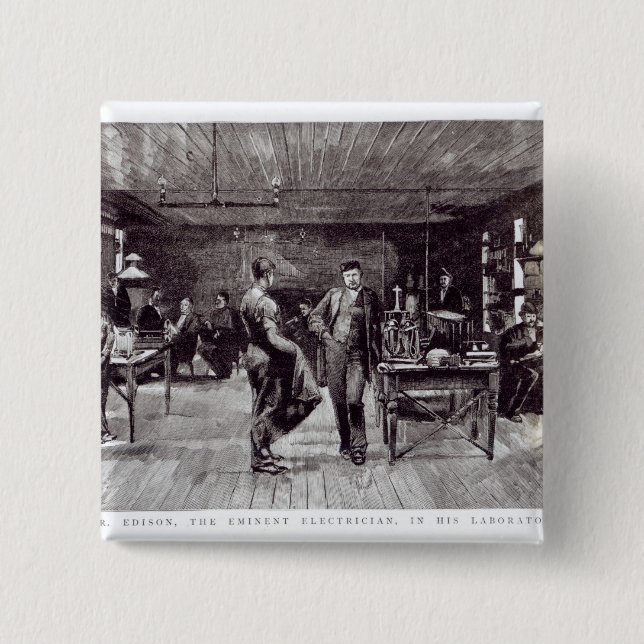 Mr Edison , The Eminent Electrician 15 Cm Square Badge (Front)