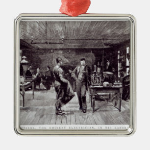 Mr Edison , The Eminent Electrician Metal Ornament