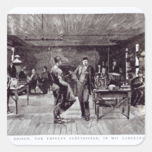 Mr Edison , The Eminent Electrician Square Sticker