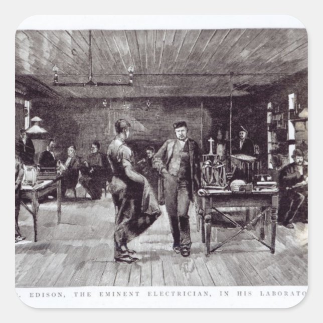 Mr Edison , The Eminent Electrician Square Sticker (Front)