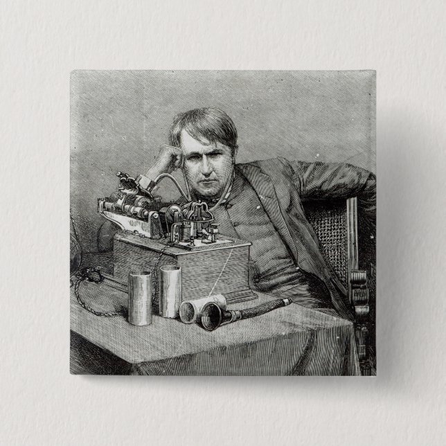 Mr.Edison's New Phonograph 15 Cm Square Badge (Front)