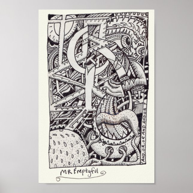 Mr Emptyful, Ink Drawing Poster (Front)