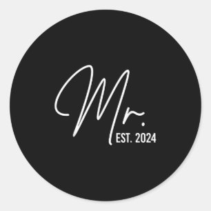 Mr. Est. 2024 Just Married Wedding Hubby Mr & Classic Round Sticker