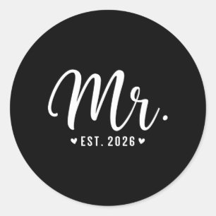 Mr Est 2026 Married Couple Wedding Party Mr Mrs 1 Classic Round Sticker