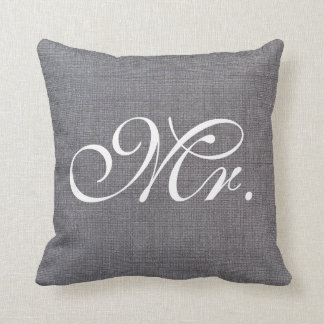 Mr. Faux Linen canvas textile burlap Weds Pillow