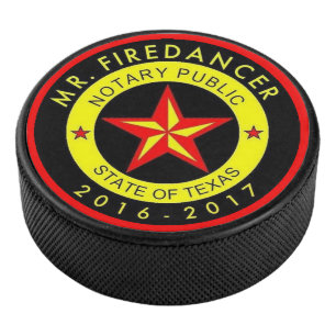 Mr. Firedancer Dallas Texas Notary Seal Hockey Puck