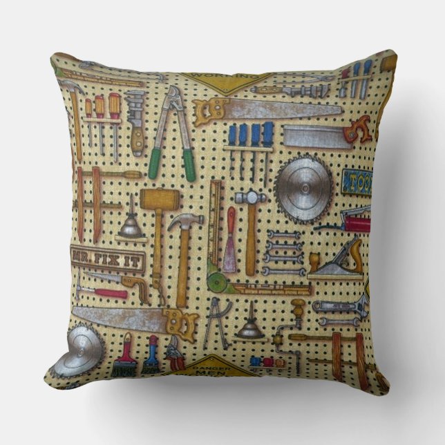 Mr. Fix It Handyman Tools Throw Pillow (Front)