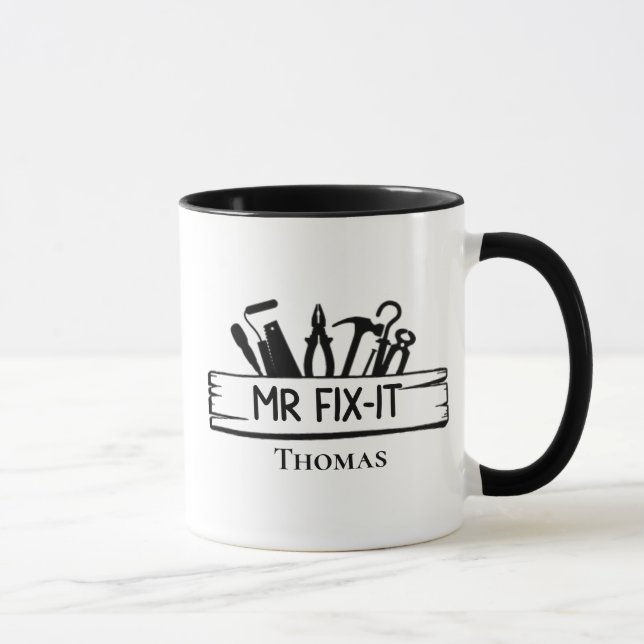 Mr Fix It Wood Sign Tools Name Mug (Right)