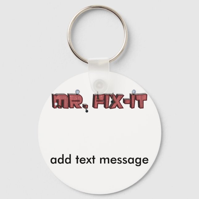 Mr. Fix-It Wooden Text Design (With Nails) Key Ring (Front)