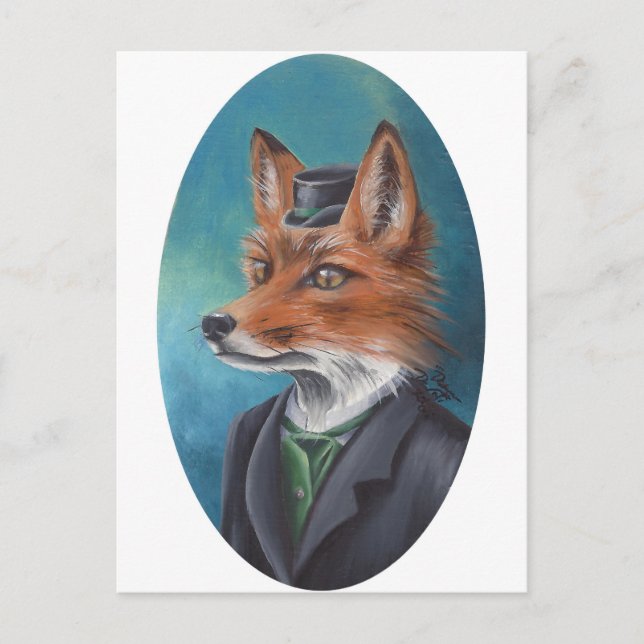 Mr. Fox Postcard Animal Postcard Fox Art (Front)
