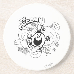 Mr. Funny Black & White Swirls & Stars Coaster