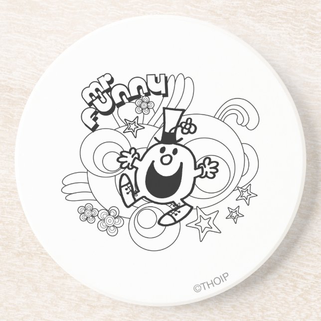 Mr. Funny | Black & White Swirls & Stars Coaster (Front)