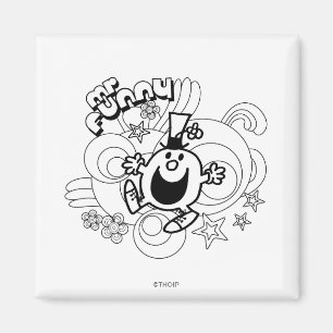 Mr. Funny Black & White Swirls & Stars Magnet
