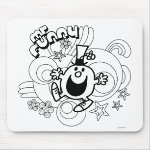 Mr. Funny   Black & White Swirls & Stars Mouse Pad