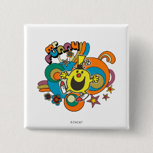 Mr. Funny   Colourful Stars & Swirls 15 Cm Square Badge