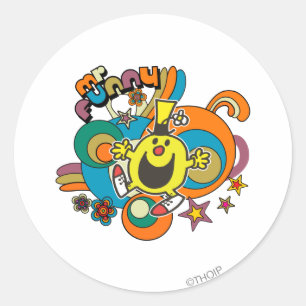 Mr. Funny   Colourful Stars & Swirls Classic Round Sticker