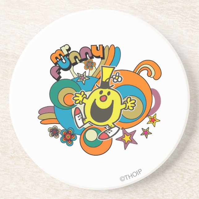 Mr. Funny | Colourful Stars & Swirls Coaster (Front)