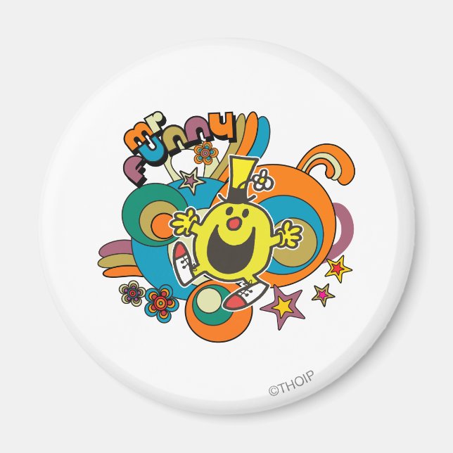 Mr. Funny | Colourful Stars & Swirls Magnet (Front)