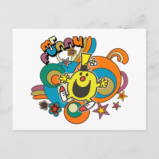 Mr. Funny | Colourful Stars & Swirls Postcard (Front)