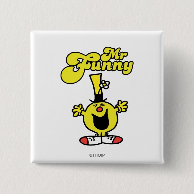 Mr. Funny Laughing Hysterically 15 Cm Square Badge (Front)