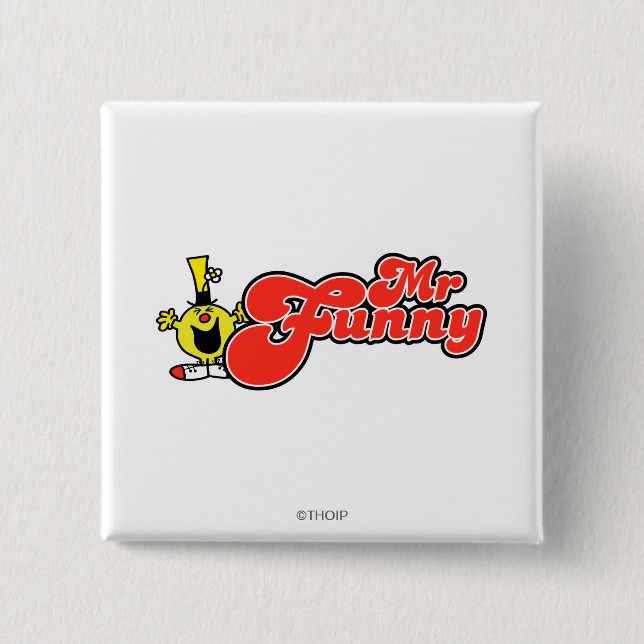 Mr. Funny | Red Lettering 15 Cm Square Badge (Front)