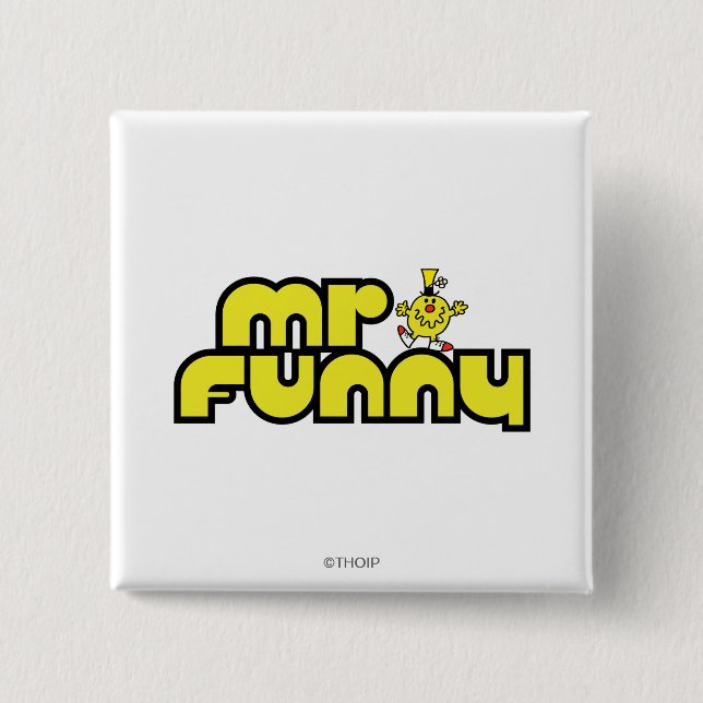 Mr. Funny | Yellow Lettering 15 Cm Square Badge (Front)