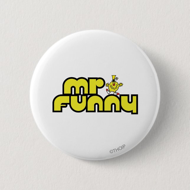 Mr. Funny | Yellow Lettering 6 Cm Round Badge (Front)