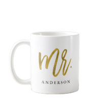 Mr. gold calligraphy personalized coffee mug