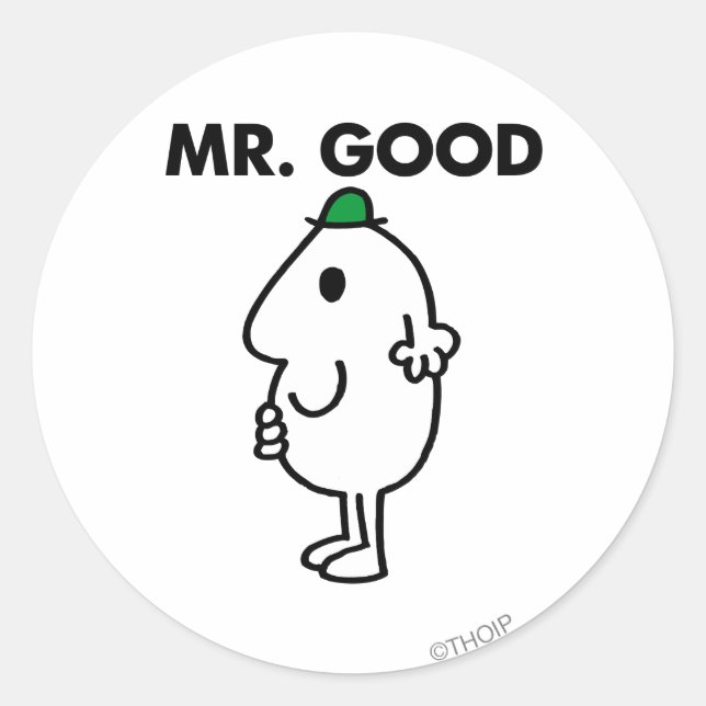 Mr. Good | Green Hat Classic Round Sticker (Front)