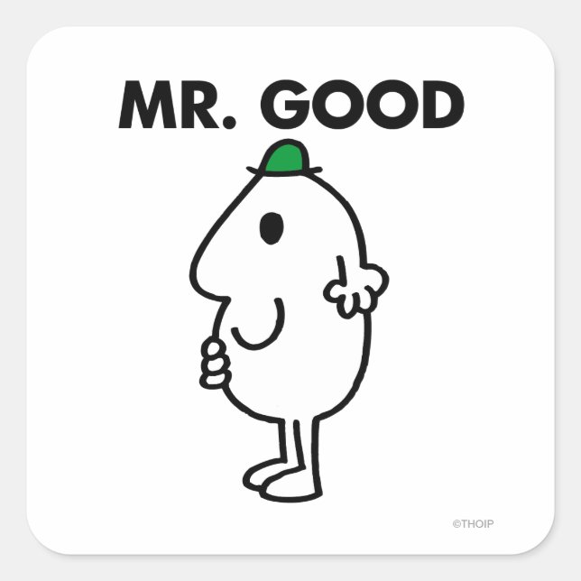 Mr. Good | Green Hat Square Sticker (Front)