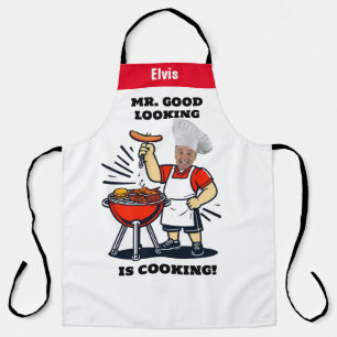 Mr Good Lookin Is Cookin Apron, Personalized Photo Apron