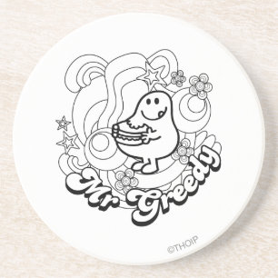 Mr. Greedy Black & White Swirls & Stars Coaster