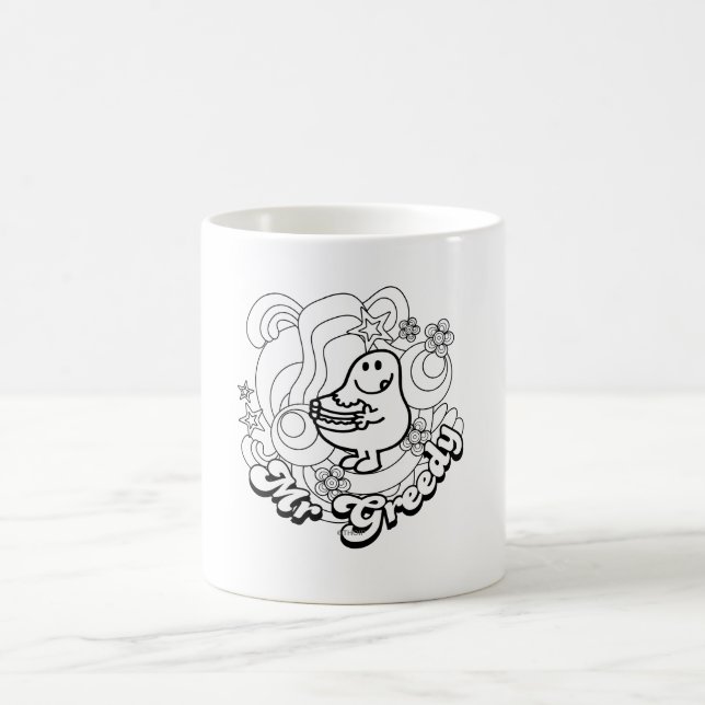 Mr. Greedy | Black & White Swirls & Stars Coffee Mug (Center)