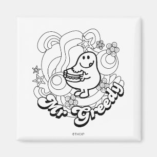 Mr. Greedy Black & White Swirls & Stars Magnet