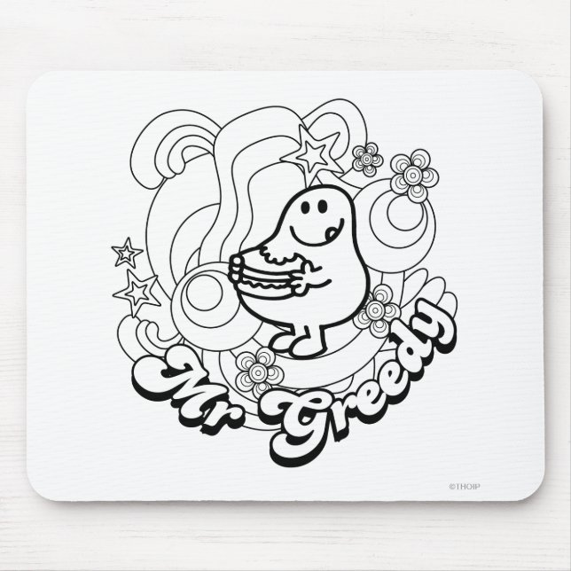 Mr. Greedy | Black & White Swirls & Stars Mouse Pad (Front)