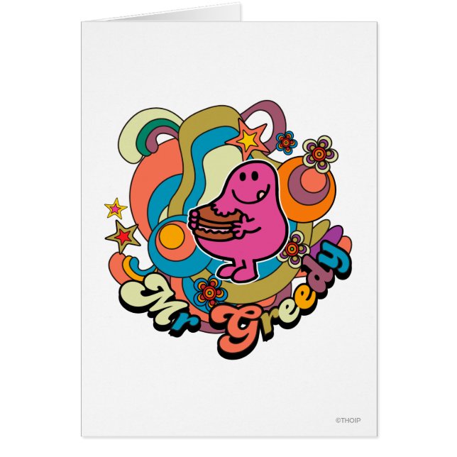 Mr. Greedy | Colourful Swirls & Stars (Front)