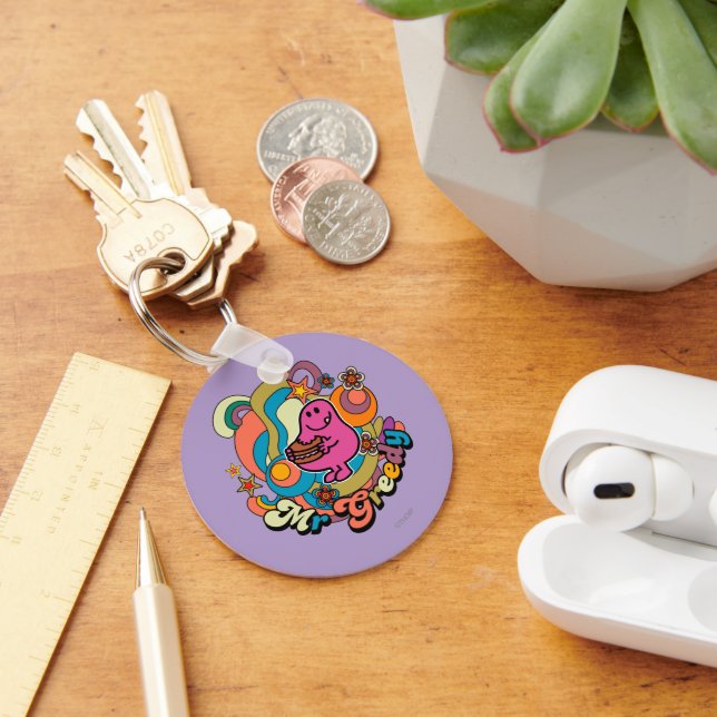 Mr. Greedy | Colourful Swirls & Stars Key Ring (Desk)