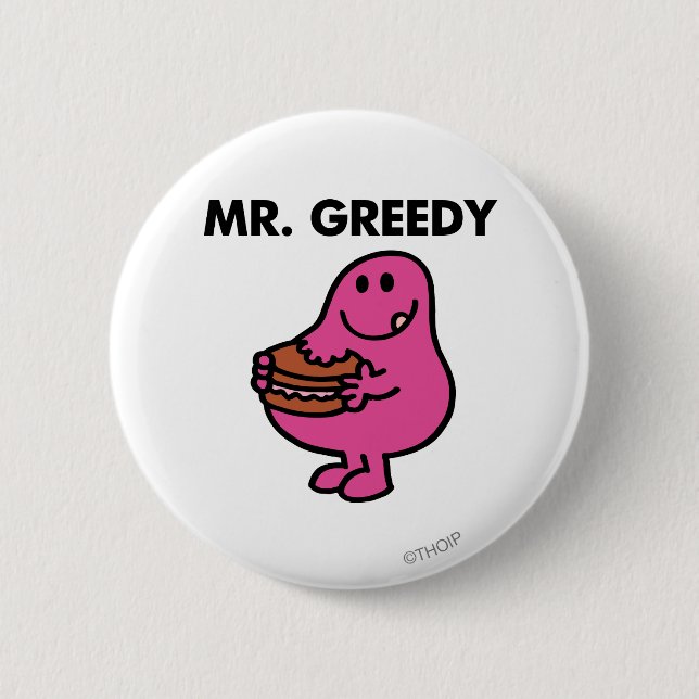 Mr. Greedy Eating Cake 6 Cm Round Badge (Front)