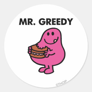Mr. Greedy Eating Cake Classic Round Sticker