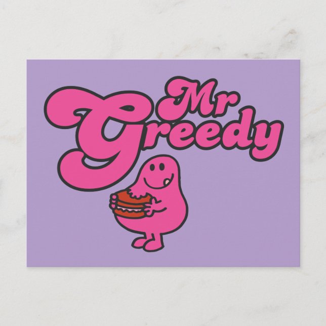Mr. Greedy Enjoying Dessert Postcard (Front)