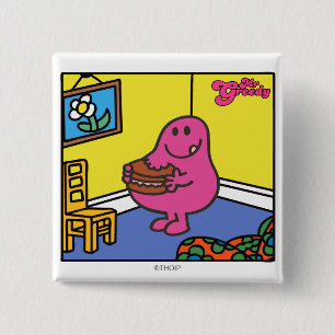 Mr. Greedy Living Room Eating 15 Cm Square Badge
