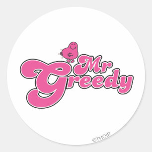 Mr. Greedy   Pink Lettering Classic Round Sticker