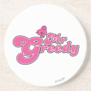 Mr. Greedy Pink Lettering Coaster